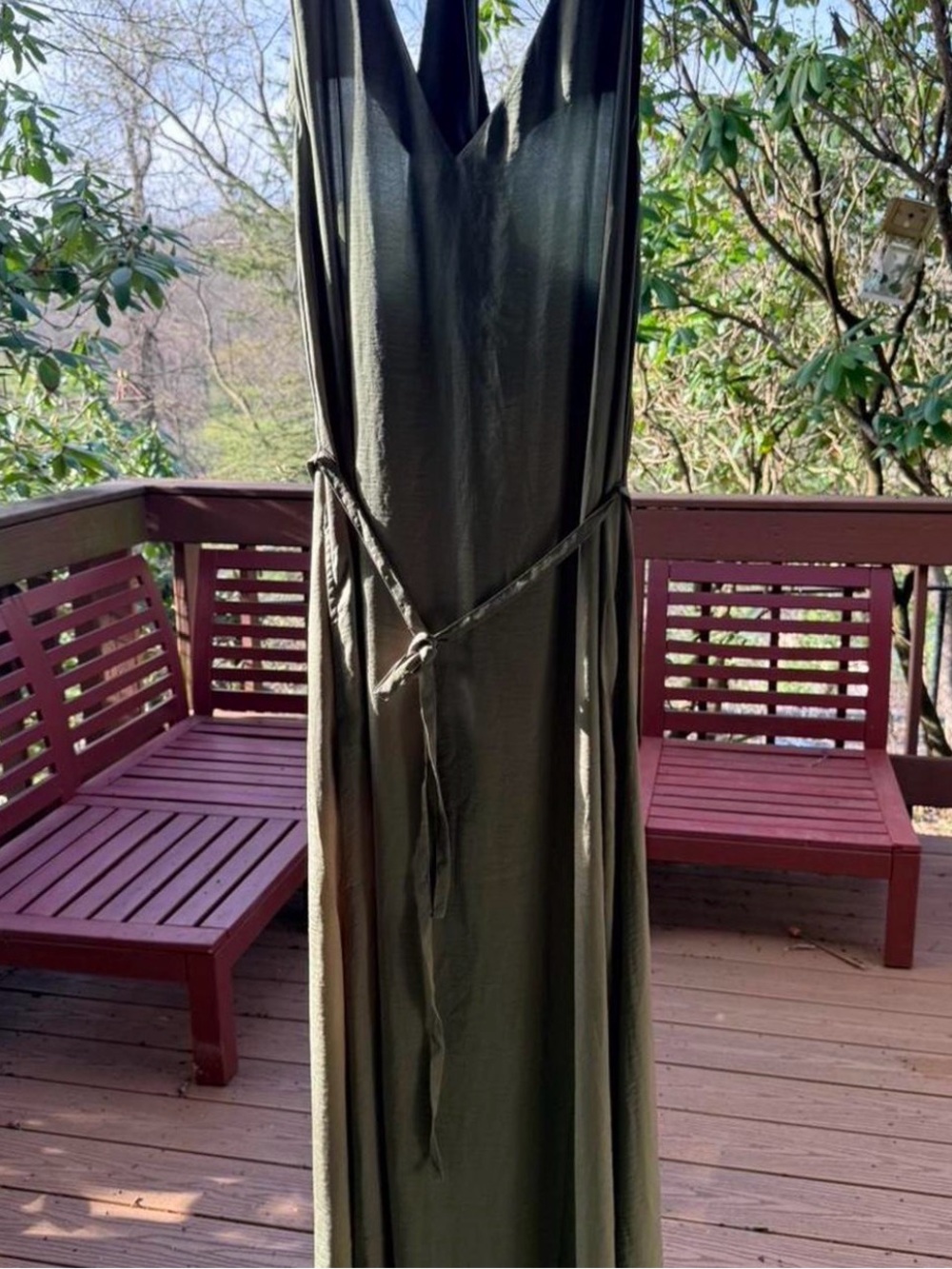 Banana Republic Look A Like Olive Green Maxi Dress with Side Knot